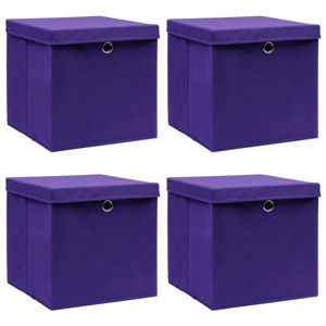 VidaXL Opbergboxen met deksel 4 st 32x32x32 cm stof paars
