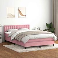 Boxspring met matras fluweel roze 160x210 cm