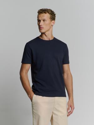 No- Excess T-shirt Crewneck Solid Relief Jacquard Print T-shirts 096 Deep Blue