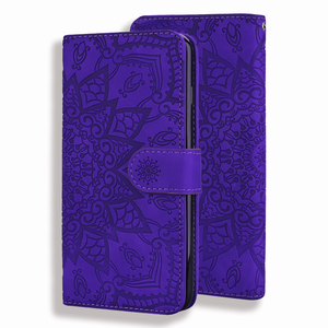 iPhone 15 Plus hoesje - Bookcase - Pasjeshouder - Portemonnee - Mandalapatroon - Kunstleer - Paars