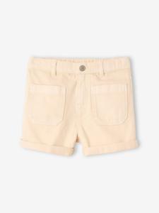 Meisjesshort met opgestikte zakken vanille