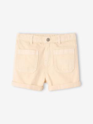 Meisjesshort met opgestikte zakken vanille