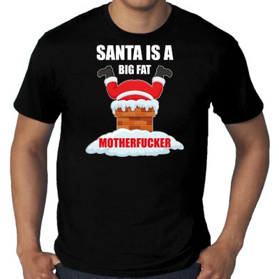 Grote maten fout Kerstshirt / outfit Santa is a big fat motherfucker zwart voor heren Grote maten fout Kerstshirt / outfit Santa is a big fat motherfucker zwart voor heren