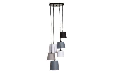 Hanglamp LEVELS 6 hanglampen linnen kappen zwartgrijs - 38821