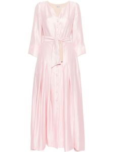 Baruni robe longue en soie à taille ceinturée - Rose