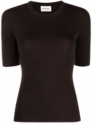 P.A.R.O.S.H. t-shirt nervuré en laine - Marron