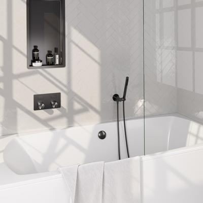 Inbouwthermostaat set Brauer Carving Met Drukknoppen Incl Baduitloop en Afvoer Gunmetal (Keuze Handdouche)