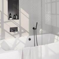 Inbouwthermostaat set Brauer Carving Met Drukknoppen Incl Baduitloop en Afvoer Gunmetal (Keuze Handdouche)