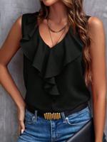 Plain Casual V Neck Tank Top - thumbnail