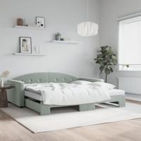 Slaapbank onderschuifbed matrassen 100x200cm fluweel lichtgrijs