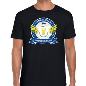 Zwart vrijgezellenfeest drinking team t-shirt blauw geel heren