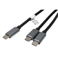 ROLINE USB type C split oplaadkabel, C - 2x C, M/M, max. 100W, zwart, 1,85 m - thumbnail