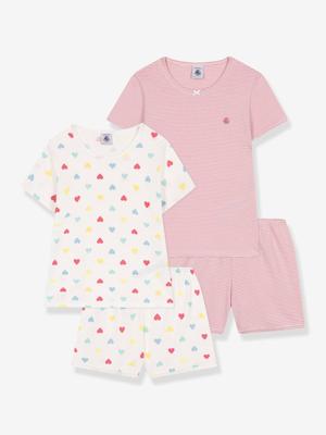 set van 2 korte pyjama's voor kinderen PETIT BATEAU wit