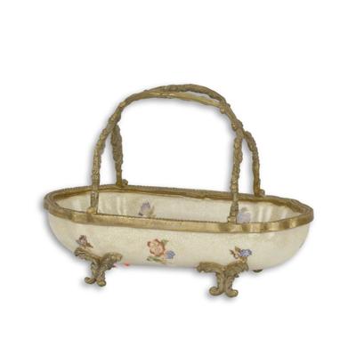 A BRONZE MOUNTED PORCELAIN BASKET