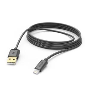 Hama USB-laadkabel USB 2.0 Apple Lightning stekker, USB-A stekker 3.00 m Zwart 00201582