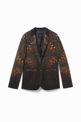 Boho-blazer met mandala's - BROWN - M
