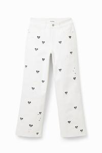 Cropped denim culotte Mickey Mouse - WHITE - 42