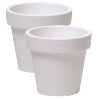 2x stuks basic plantenpot/bloempot kunststof dia 20 cm/hoogte 18 cm parel wit - Plantenpotten - thumbnail