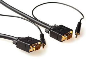 ACT 10m VGA + 3.5mm VGA kabel VGA (D-Sub) + 3.5 mm (1/8") Zwart