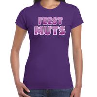 Verkleed t-shirt voor dames - Feest muts - paars - carnaval