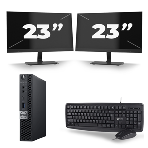 Dell Optiplex 7060 Micro USFF - Intel Core i7-8e Generatie - 16GB RAM - 256GB SSD - Windows 11 + 2x 23 inch Monitor