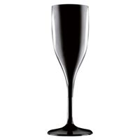 Champagne/prosecco flutes glazen zwart 150 ml van onbreekbaar kunststof - thumbnail