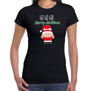 Fout kersttrui t-shirt voor dames - Kerstman - zwart - Merry Christmas