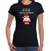 Fout kersttrui t-shirt voor dames - Kerstman - zwart - Merry Christmas - thumbnail