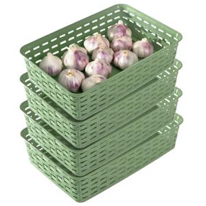 Opbergmandje/ladeverdeler - 4x - groen - 2 liter - kunststof - 17 x 25 x 6 cm - kleine bakjes