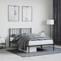 Bedframe met hoofdbord metaal zwart 120x190 cm