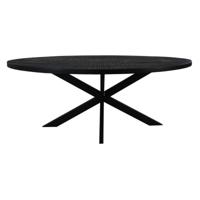 Ovale eettafel Melbourne - 200x100x76 - Zwart - mangohout/ijzer