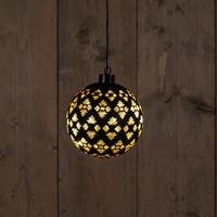 Glass Ball Baroque Black/Gold 12Cm / 10Led Warm White / - Anna's Collection