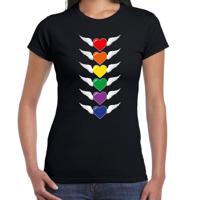 Gay Pride T-shirt voor dames - pride - zwart - hartjes - LHBTI