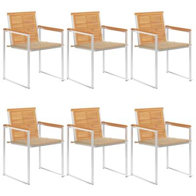Tuinstoelen 6 st met kussens massief teakhout