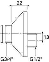 Venlo s-koppeling set met roset 1/2 inch 3/4 inch chroom