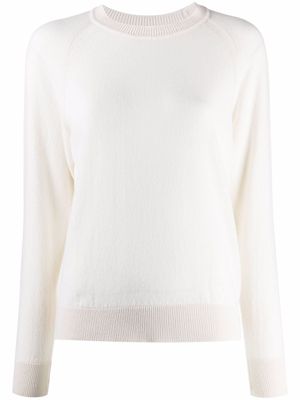 Barrie pull en cachemire à bords nervurés - Blanc