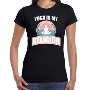 Yoga is my religion t-shirt zwart dames - Sport / hobby shirt