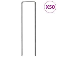 Grondharingen 50 st U-vormig 15x3,5 cm gegalvaniseerd staal