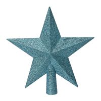 Decoris piek - ster vorm - kunststof - ijs blauw - 19 cm   -