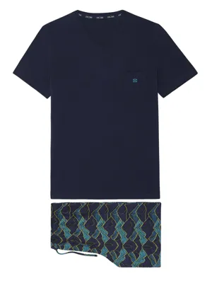 HOM - Short Sleepwear - Lino - navy, Maat:2XL
