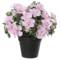 Azalea Kunstbloemen - in pot - wit/roze - H28 cm - Kunstplanten - thumbnail