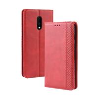 Magnetische Buckle retro Crazy Horse textuur horizontale Flip lederen case voor OnePlus 7 met houder & kaartsleuven & fotolijstjes (rood)