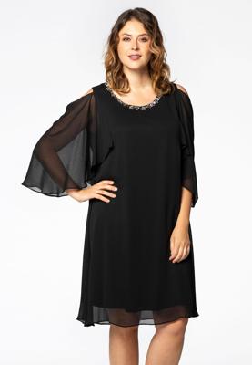 Yoek Tunic cold shoulder | Zwart | Maat 50/52