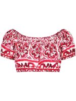 Dolce & Gabbana haut crop à imprimé Majolica - Rouge