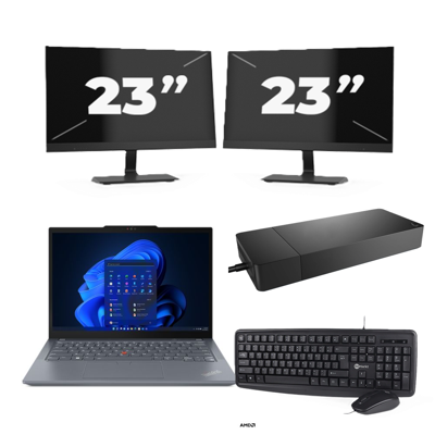 Lenovo ThinkPad X13 - AMD Ryzen 3 PRO 4450U - 13 inch - 8GB RAM - 256GB SSD - Windows 11 Home + 2x 23 inch Monitor Lenovo ThinkPad X13 - AMD Ryzen 3 PRO 4450U - 13 inch - 8GB RAM - 256GB SSD - Windows 11 Home + 2x 23 inch Monitor