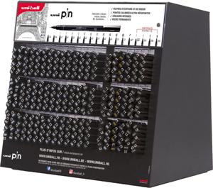 Uni Pin fineliner, display van 240 stuks, zwart