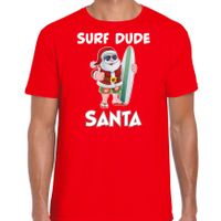 Surf dude Santa fun Kerstshirt / outfit rood voor heren