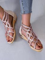 Synthetic Leather Plain Summer Slide Sandals - thumbnail