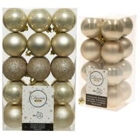 Kerstversiering kunststof kerstballen parel/champagne 4-6 cm pakket van 46x stuks