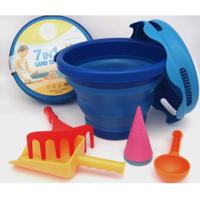 Strandset Blauw | Opvouwbare emmer, zeef, schep en meer